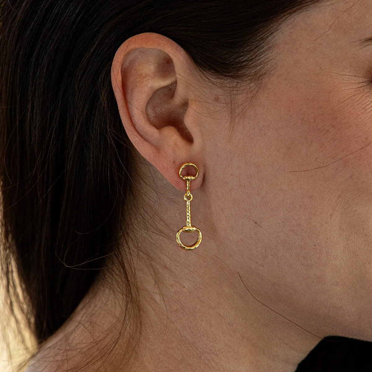 Equestrian Snaffle Bit Earrings - Gold