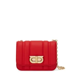 Ferragamo Women's New Gancini Crossbody Bag In Flame Red