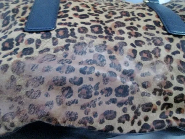 FOSSIL Shoulder Bag Cheetah LEOPARD FUR Satchel Tote Distressed Animal Print