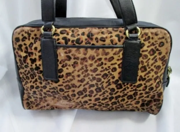 FOSSIL Shoulder Bag Cheetah LEOPARD FUR Satchel Tote Distressed Animal Print