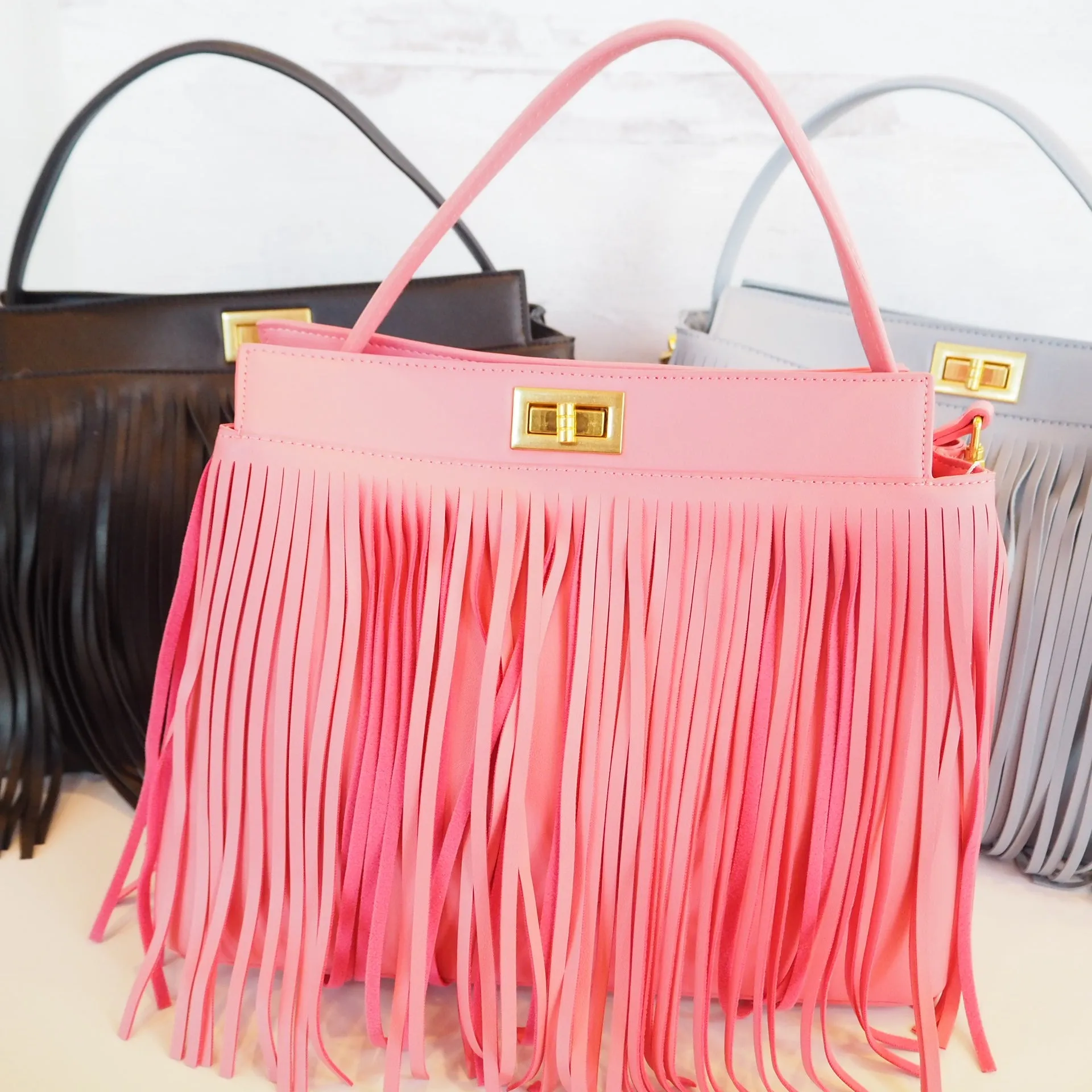 Fringe Vegan Leather Handbag