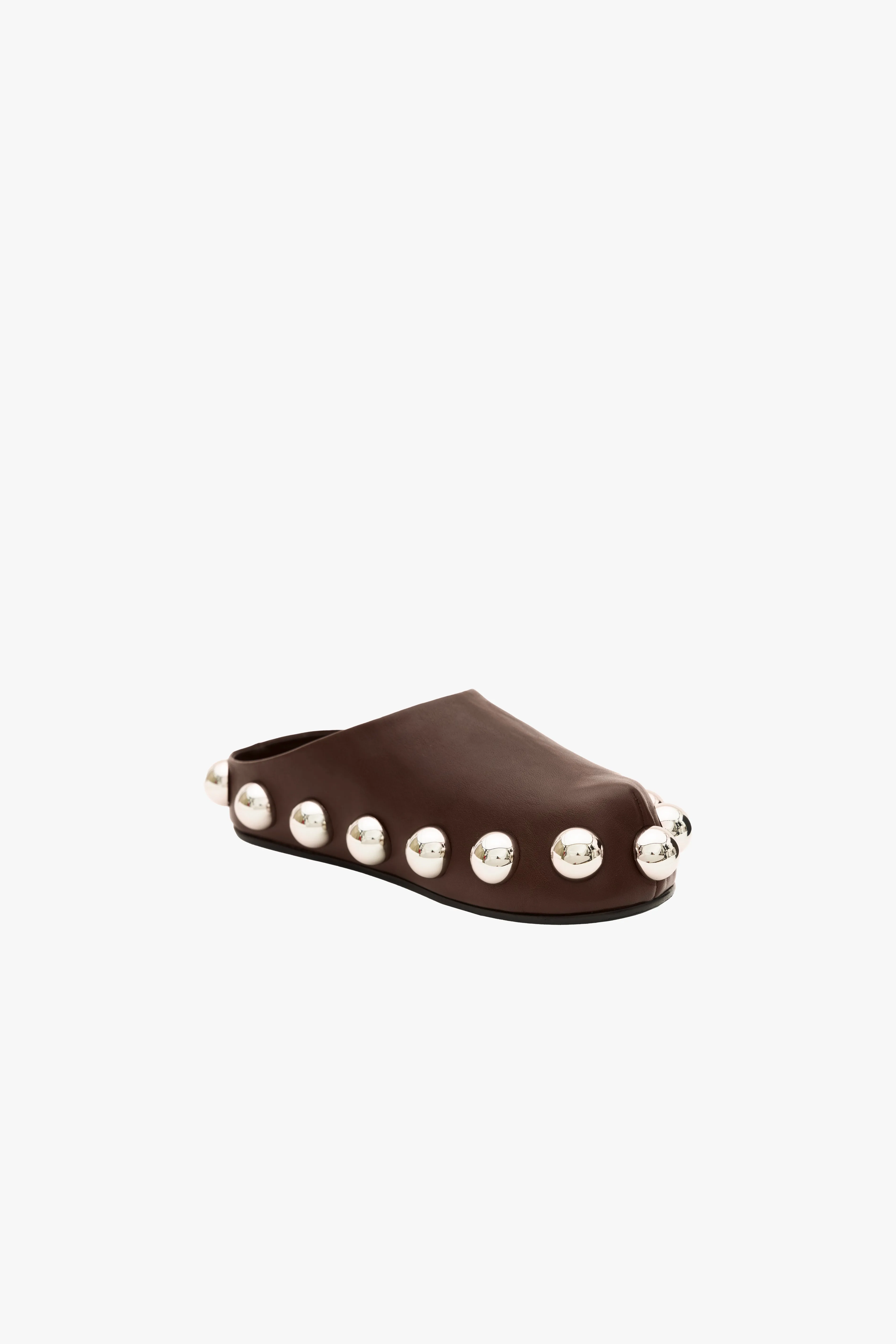 Gabi Clog With Exaggerated Studs Brown Silver