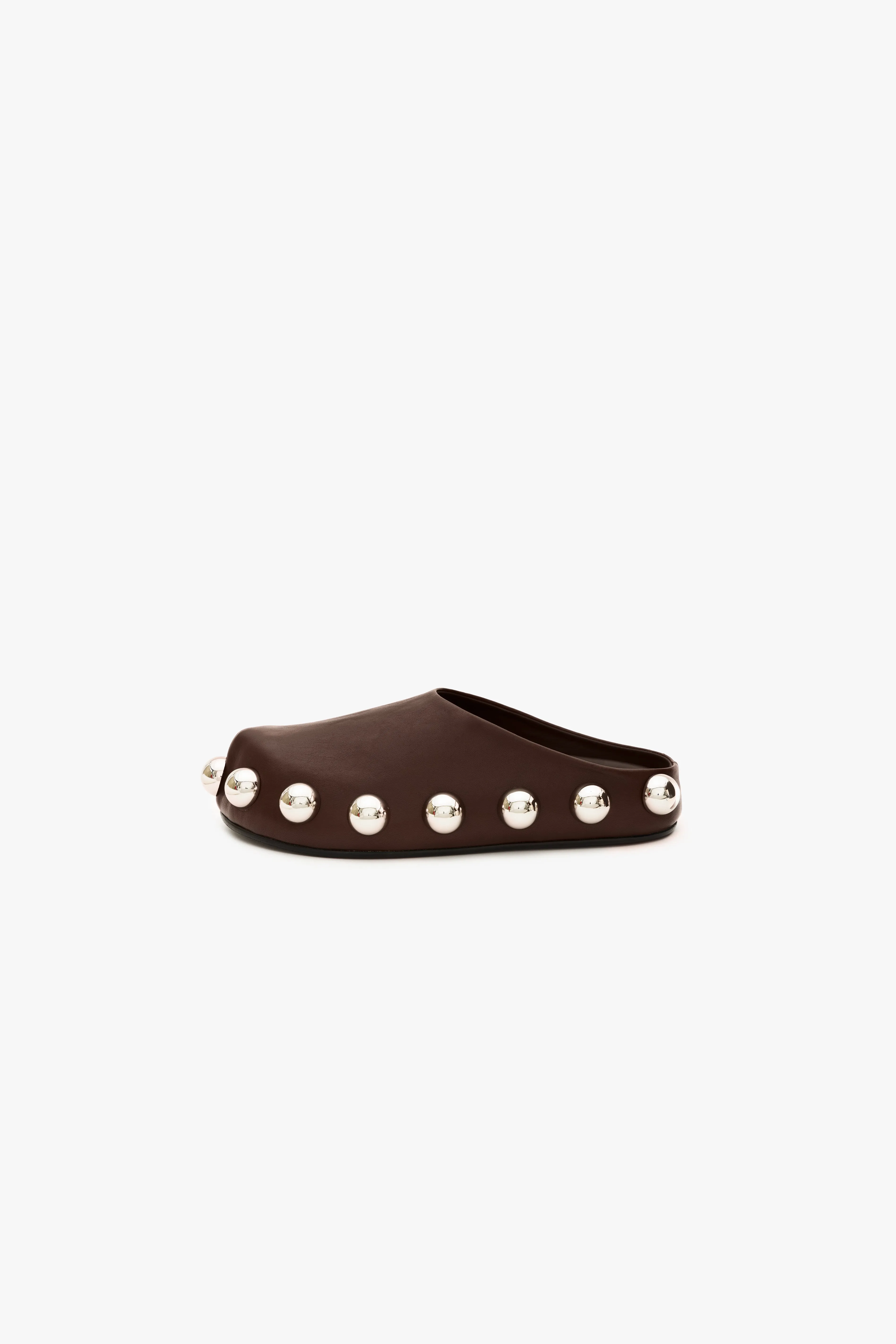 Gabi Clog With Exaggerated Studs Brown Silver