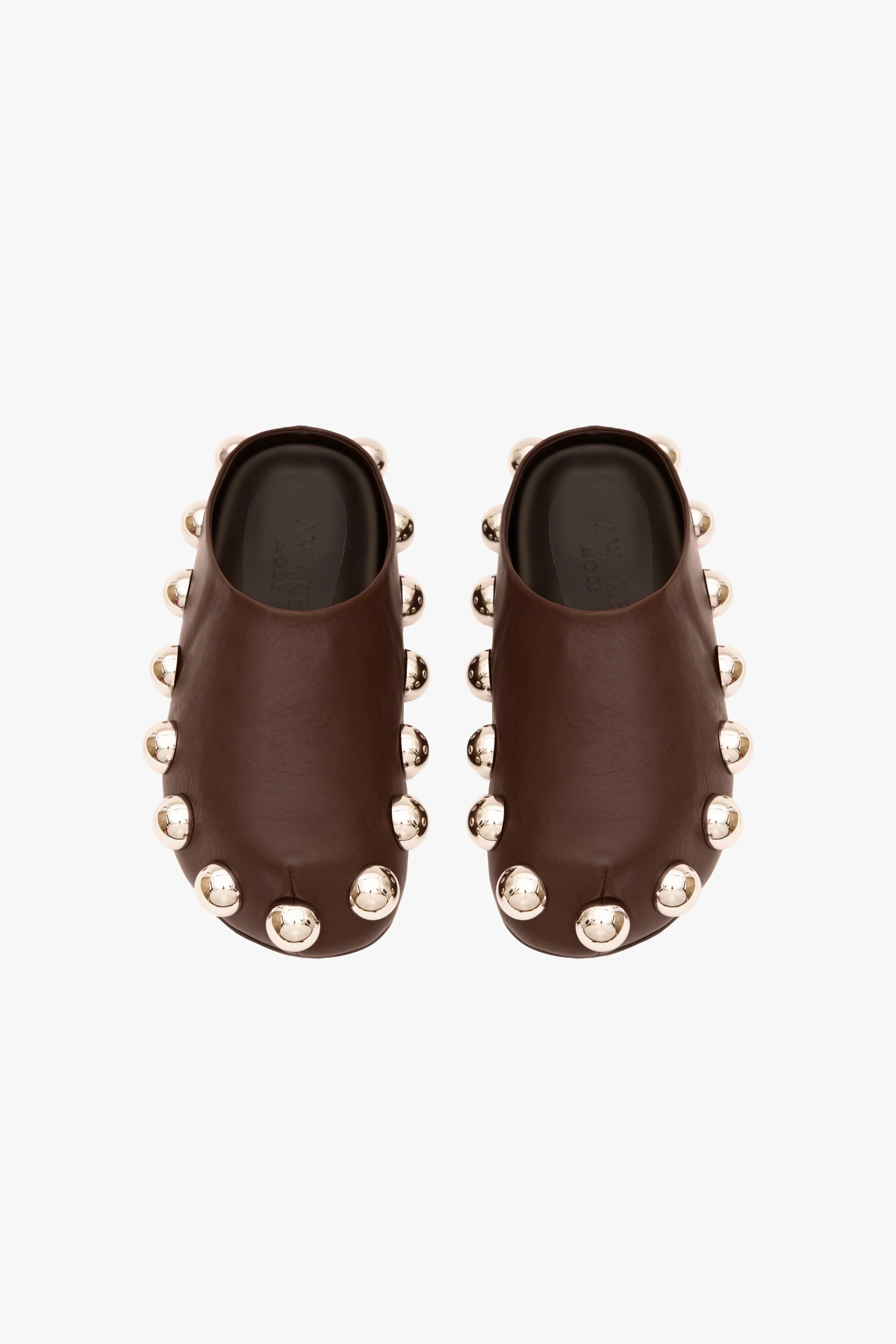 Gabi Clog With Exaggerated Studs Brown Silver