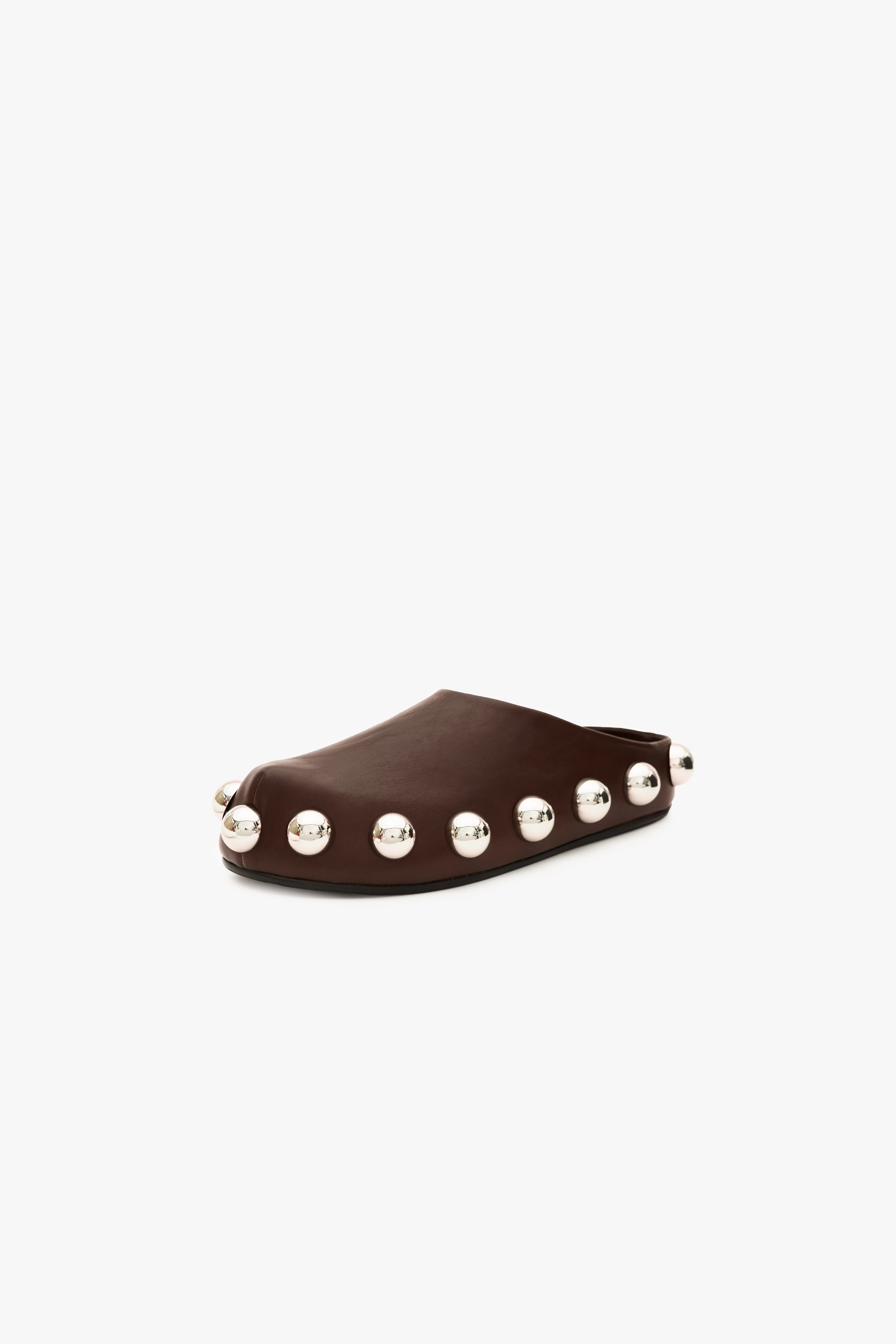 Gabi Clog With Exaggerated Studs Brown Silver