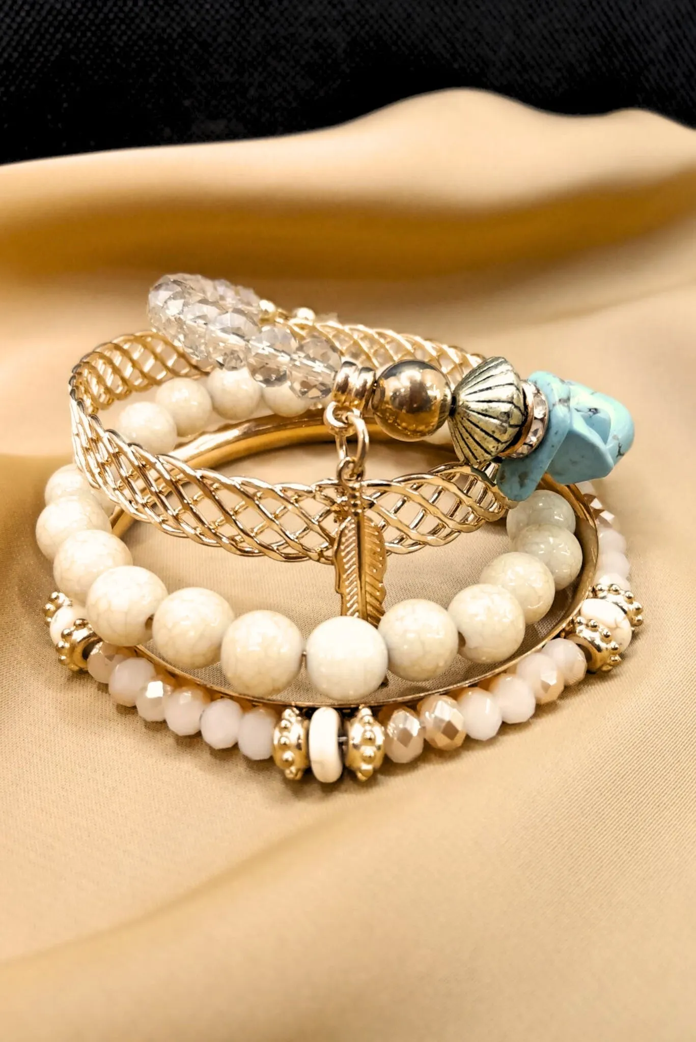 Golden Stackable Bracelet Set