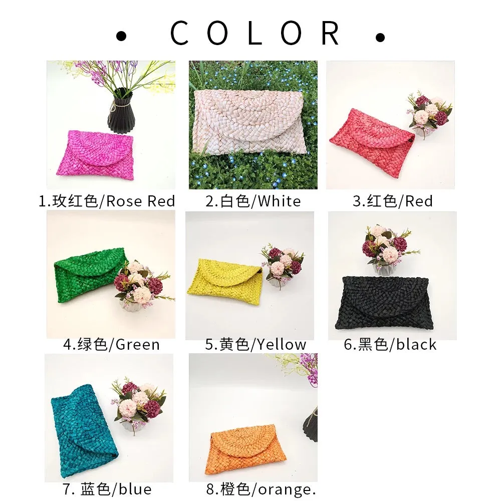 Handmade Woven Straw Clutch Rattan Bag - Assorted Colors