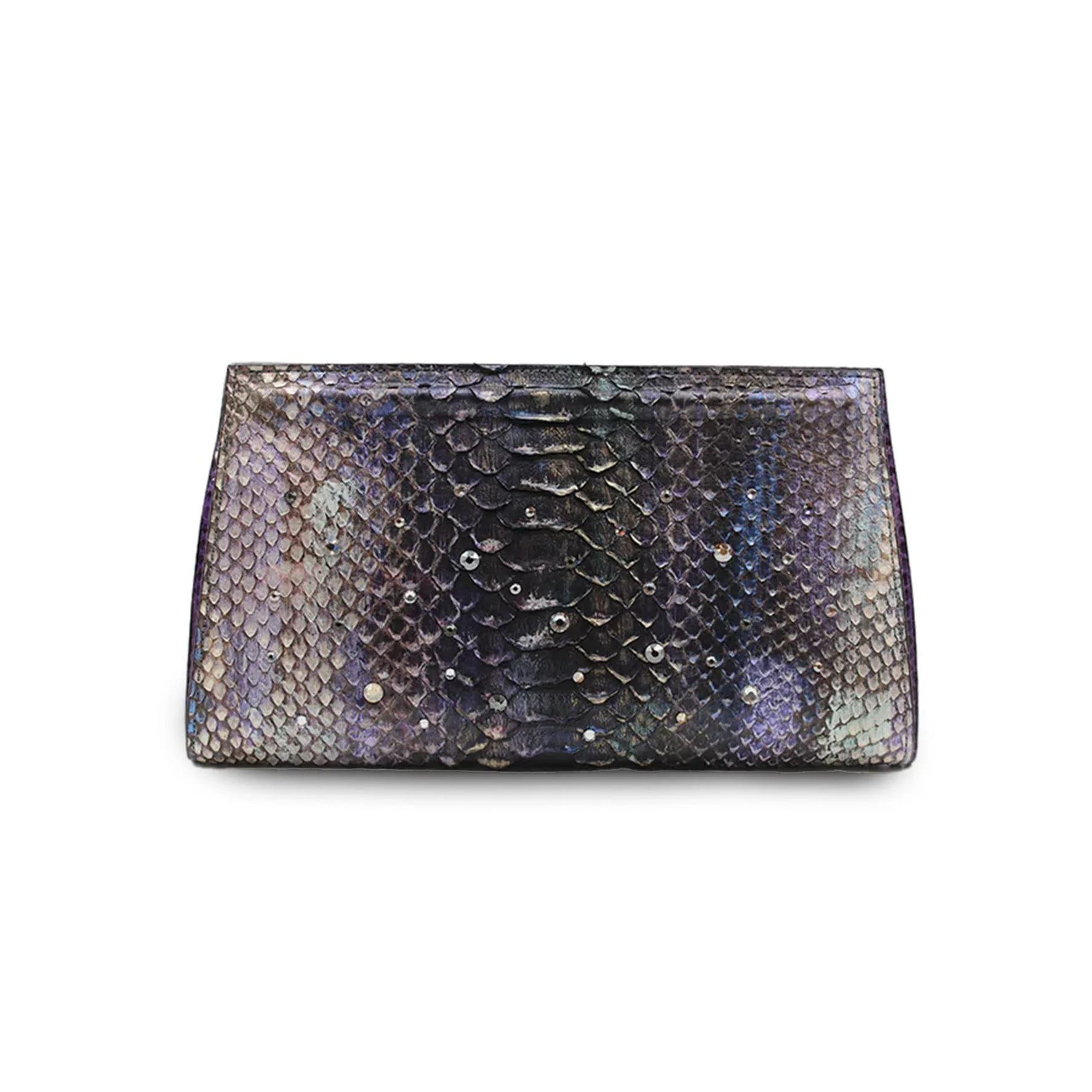 Ivy Clutch in Mermaid Water Snake w/ Crystals