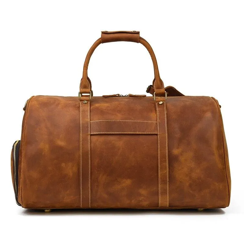 Jonathan Crazy Horse Leather Duffel Bag With Shoe Pocket