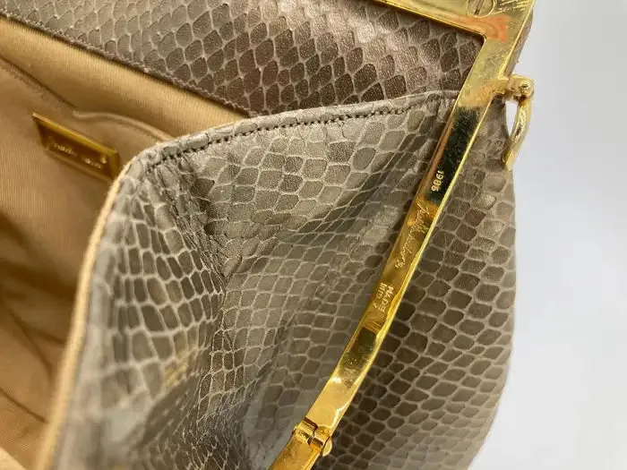 Judith Leiber Bronze Snakeskin Clutch