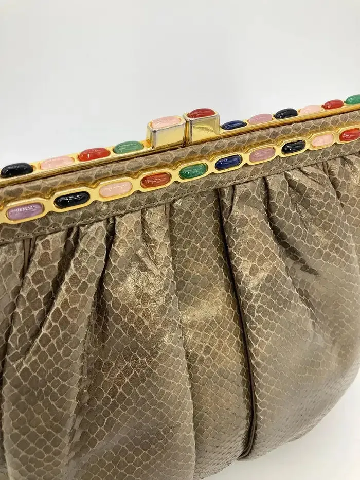 Judith Leiber Bronze Snakeskin Clutch