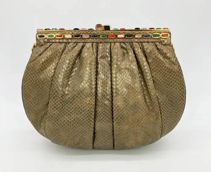 Judith Leiber Bronze Snakeskin Clutch