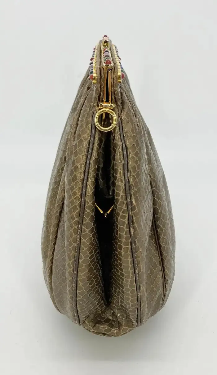 Judith Leiber Bronze Snakeskin Clutch