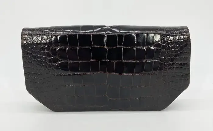 Judith Leiber Brown Alligator Clutch