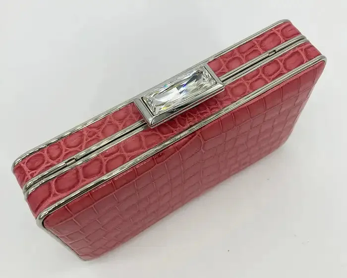 Judith Leiber Pink Alligator Box Clutch