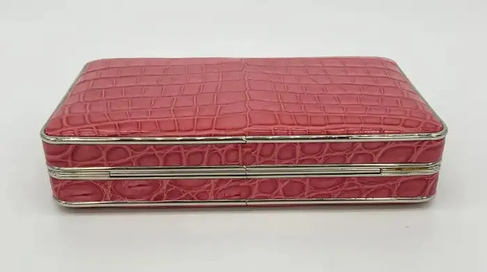 Judith Leiber Pink Alligator Box Clutch