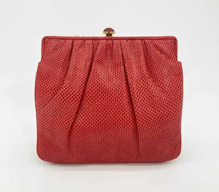 Judith Leiber Red Lizard Clutch