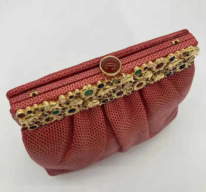 Judith Leiber Red Lizard Clutch