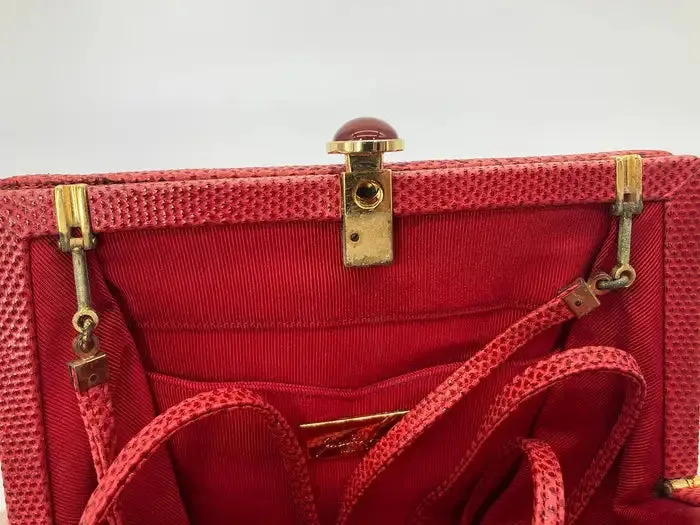 Judith Leiber Red Lizard Clutch