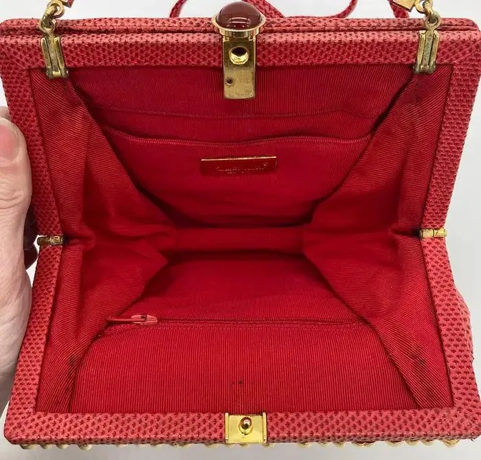 Judith Leiber Red Lizard Clutch