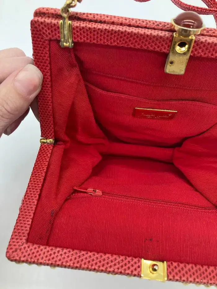 Judith Leiber Red Lizard Clutch