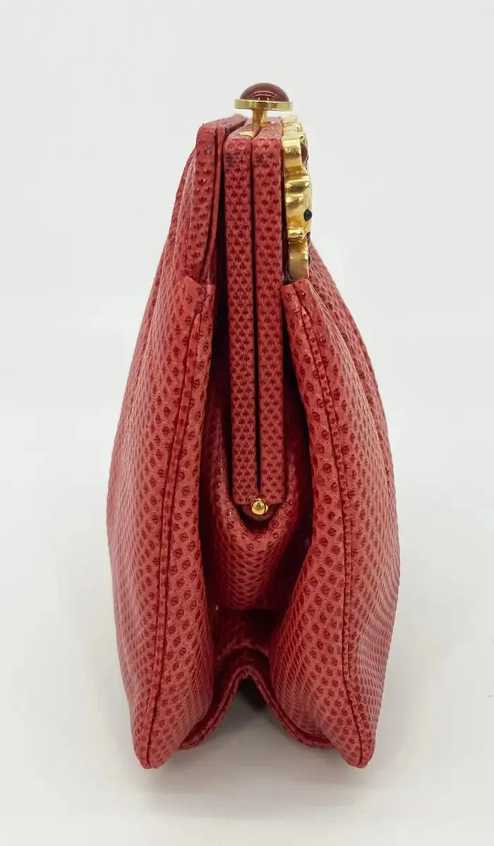 Judith Leiber Red Lizard Clutch