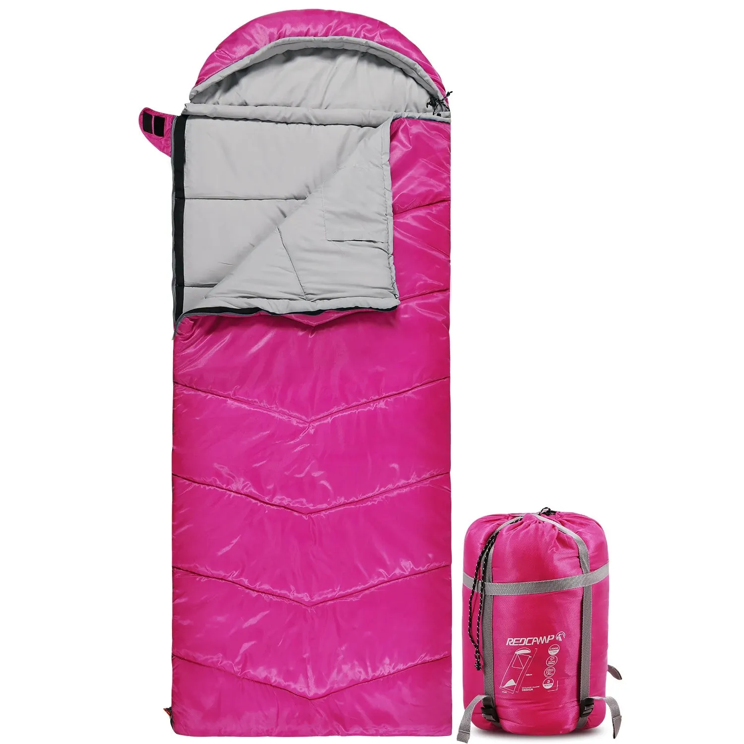 Kids Sleeping Bag With Detachable Hood,Rose