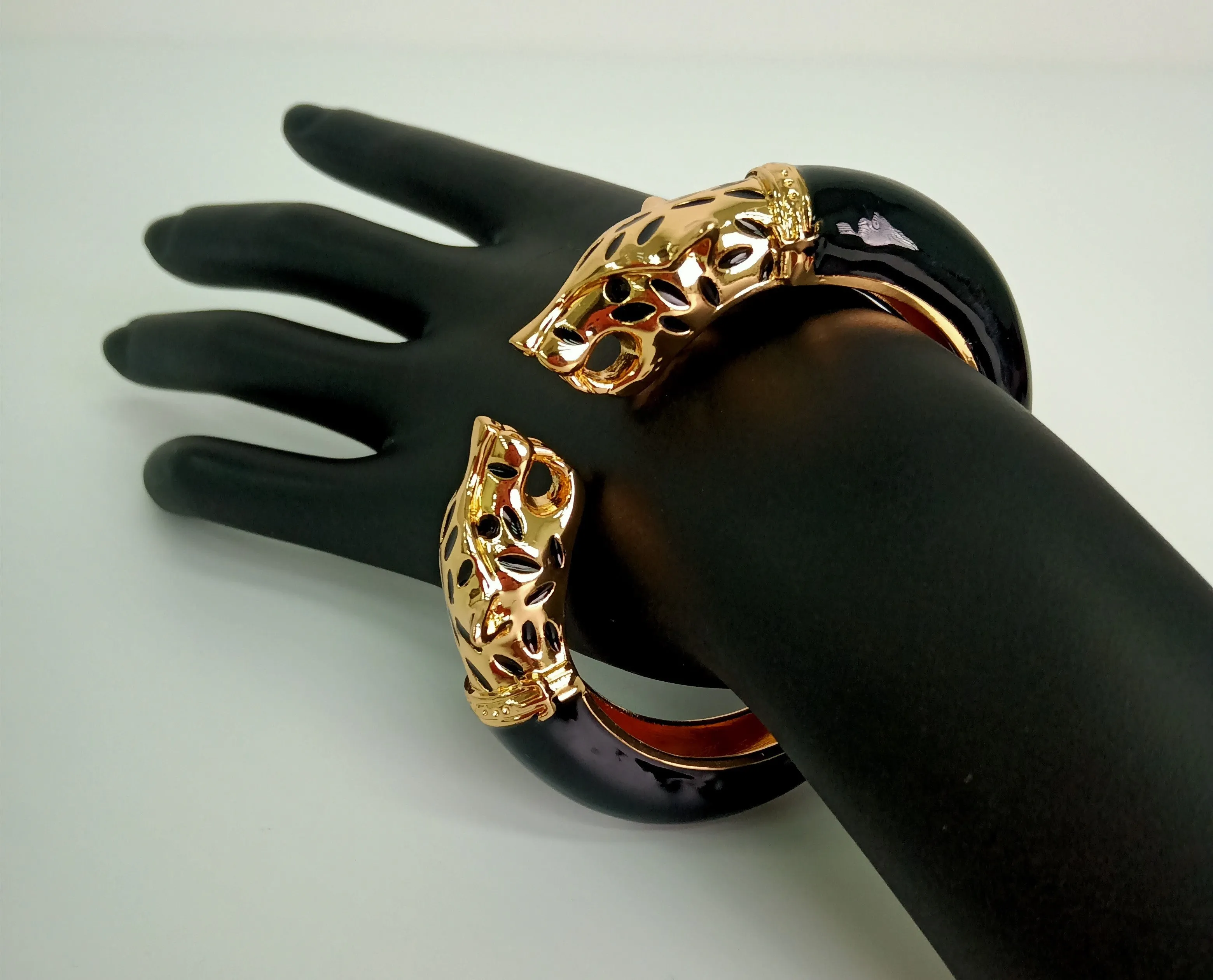 Leopard Glam Gilded Cuff Bracelet