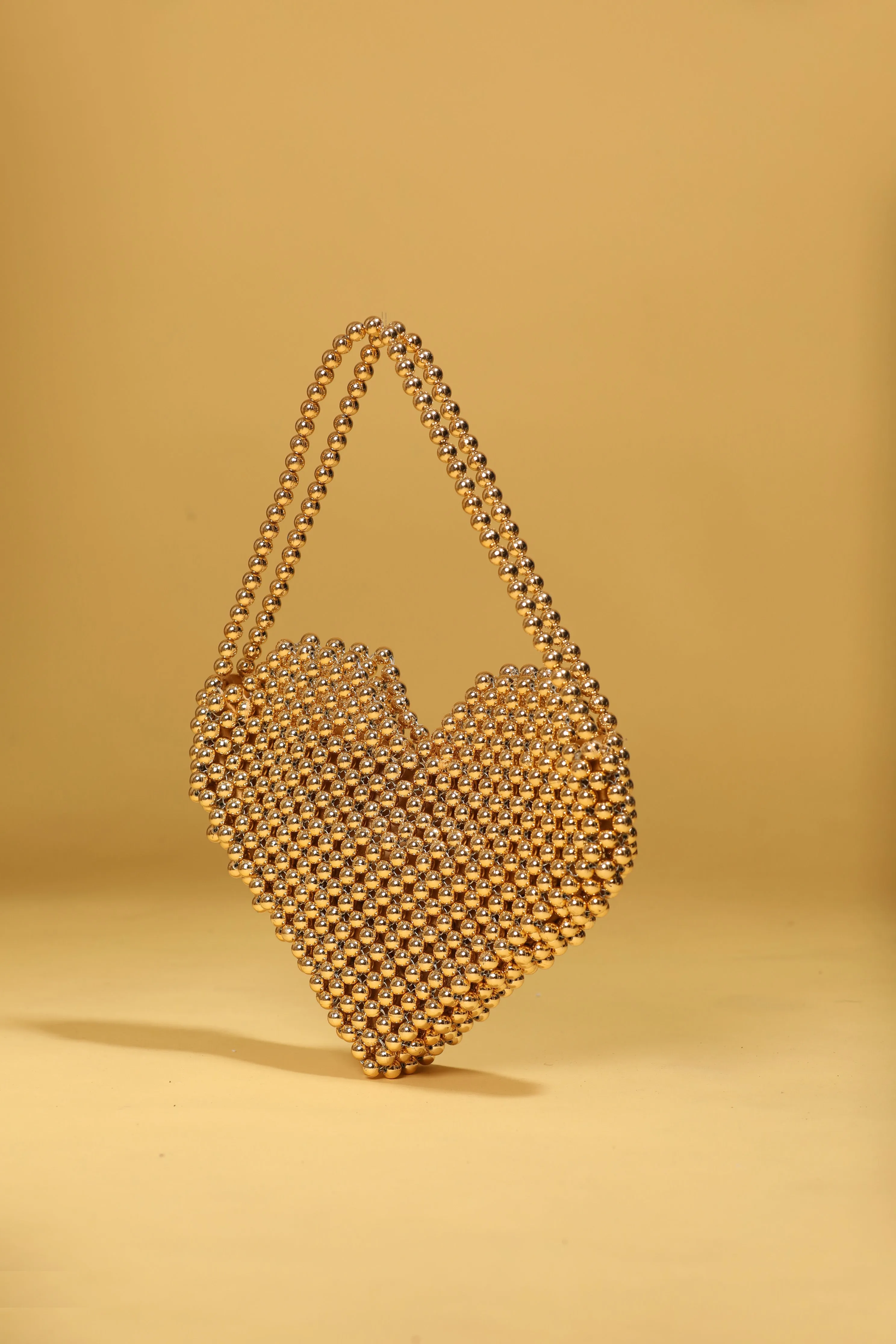 Luxury Golden Pearl Purse - Heart shaped Designer Handbag