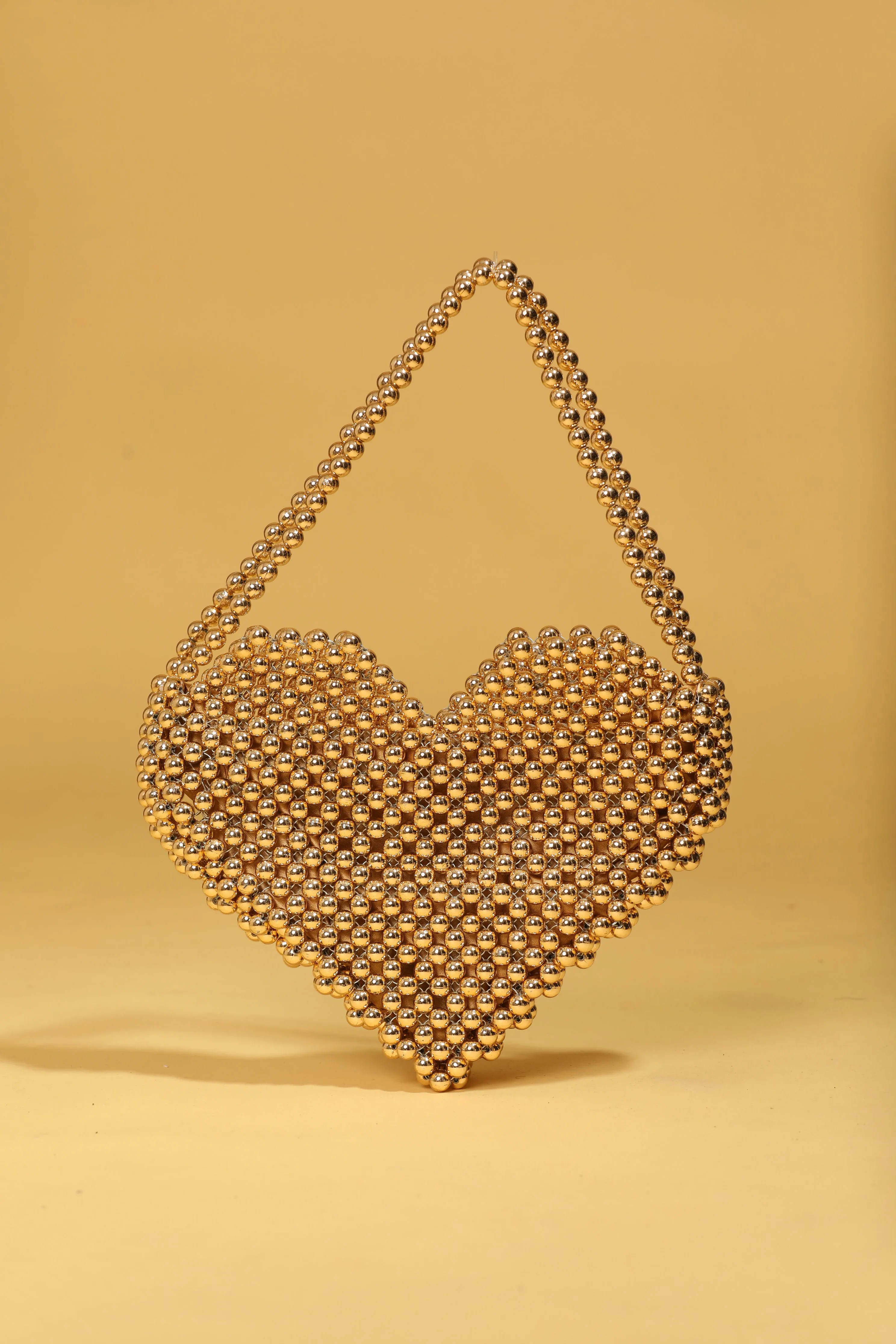 Luxury Golden Pearl Purse - Heart shaped Designer Handbag