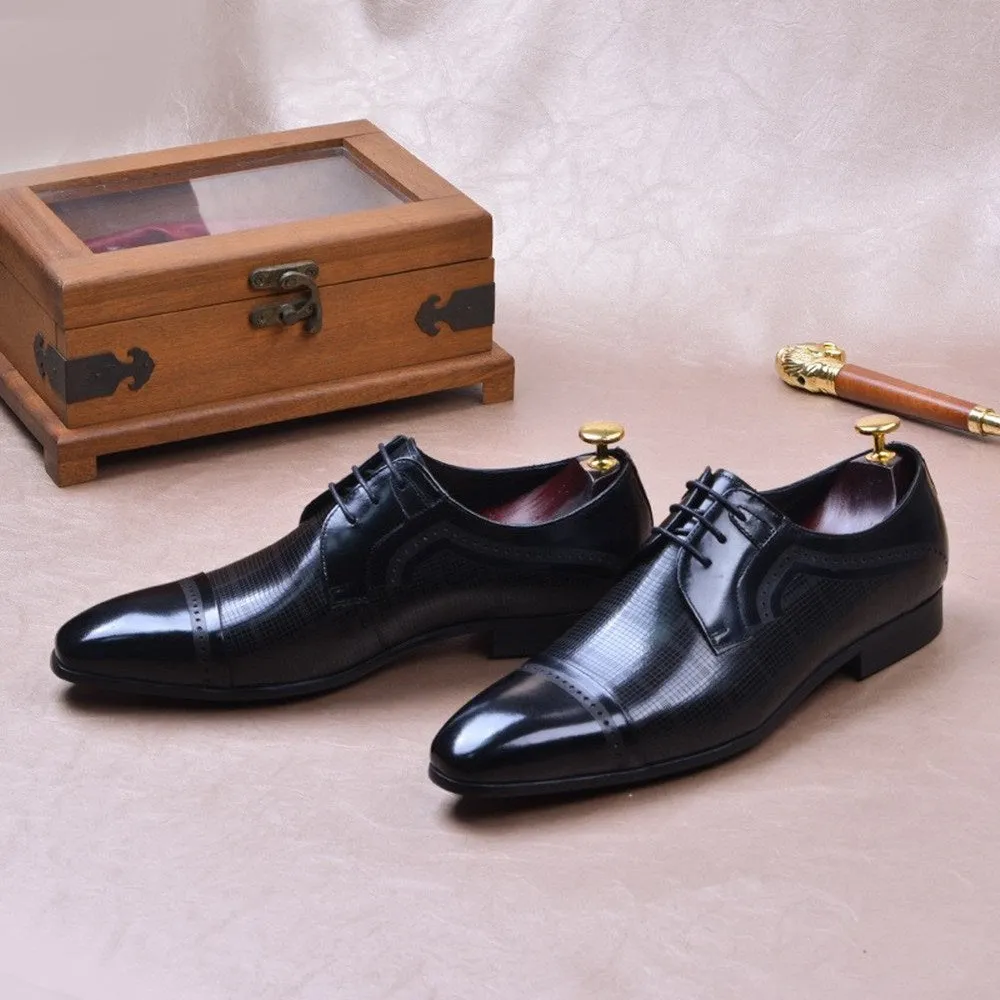 Men Lace Up Captoe Oxford Black Shoes