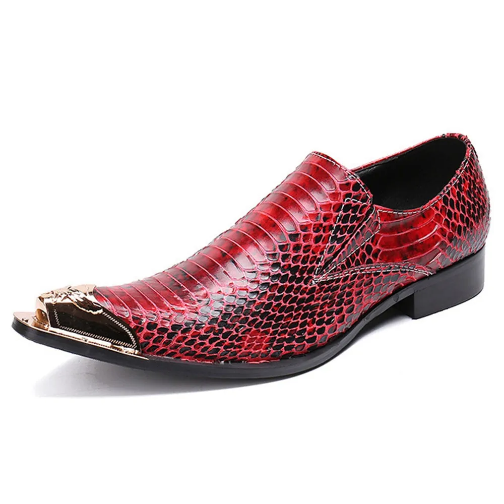 Men Slip On Steel Toe Animal Pattern Oxford Shoes