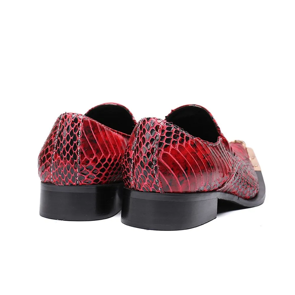 Men Slip On Steel Toe Animal Pattern Oxford Shoes