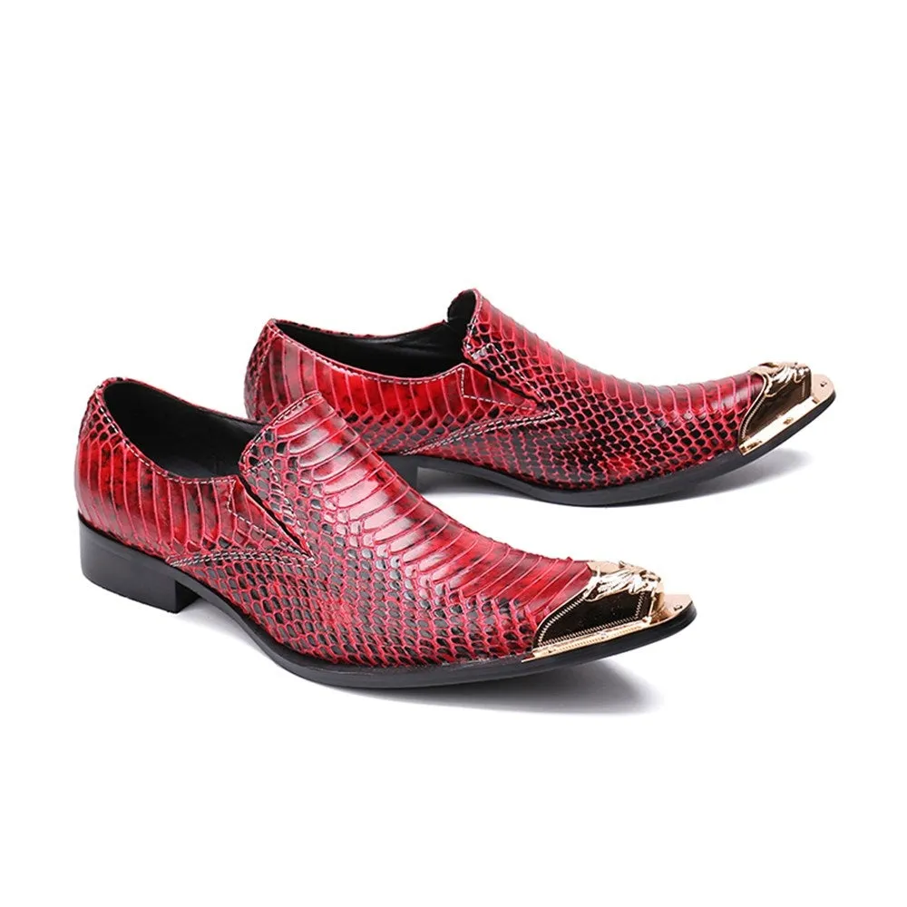 Men Slip On Steel Toe Animal Pattern Oxford Shoes