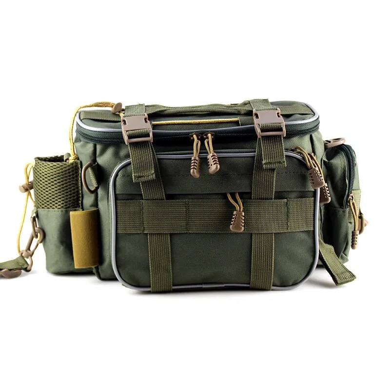 Multifunctional Waterproof Fishing Tackle Crossbody Bag Dual Zippers