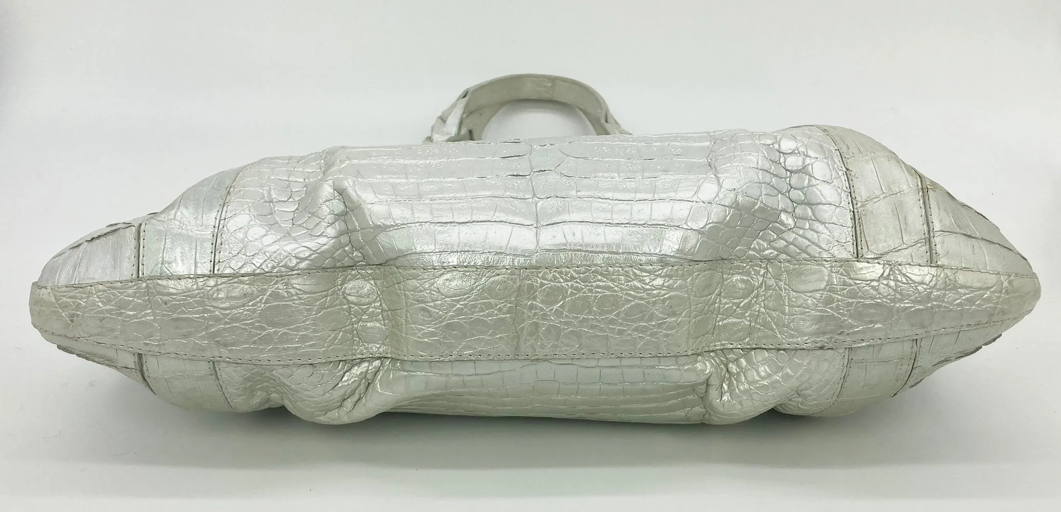 Nancy Gonzalez Pearl White Crocodile Shoulder Bag