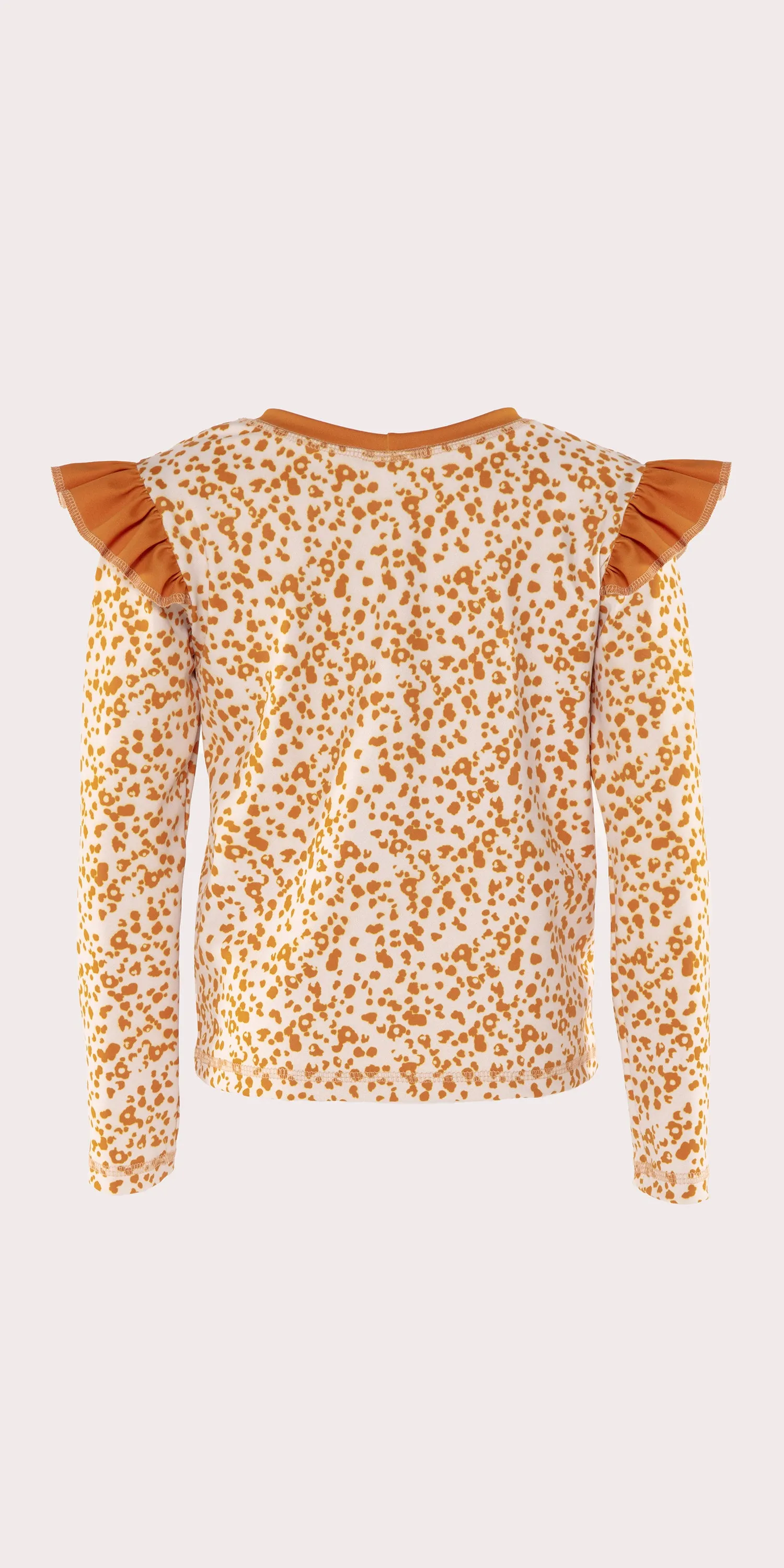 Ochre Leopard - Kids Ruffle Long Sleeve Top