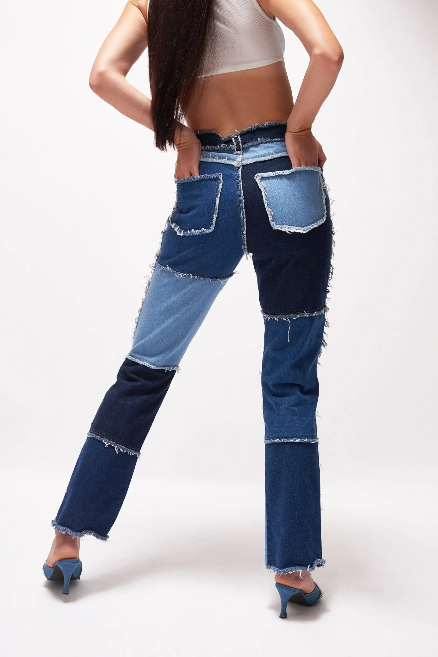 Patchwork Denim Boyfriend Jeans