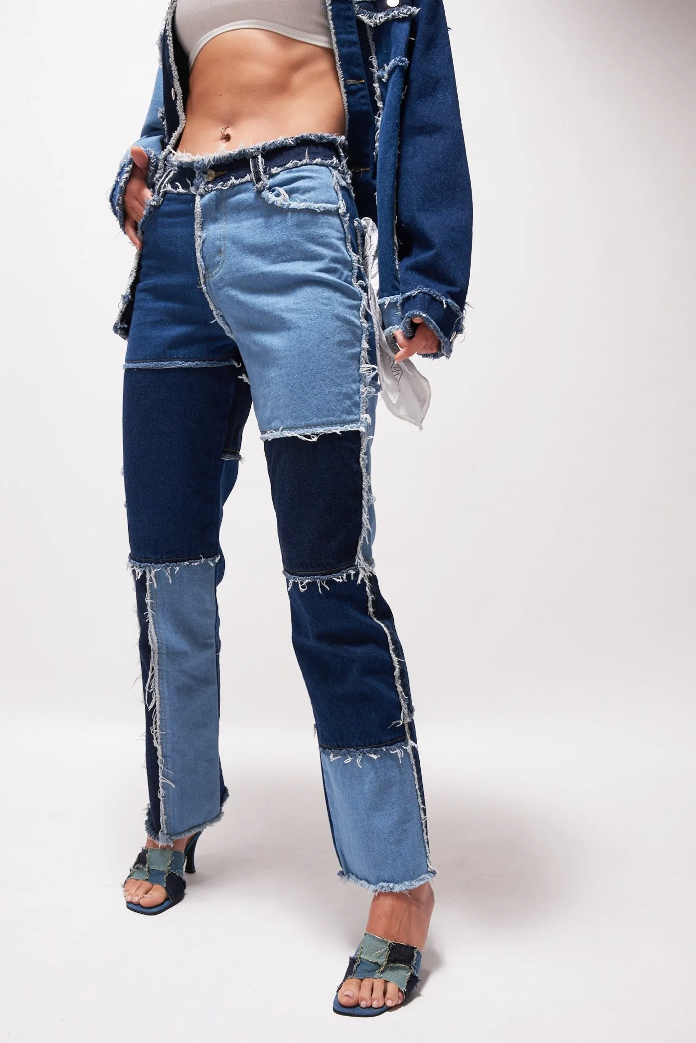 Patchwork Denim Boyfriend Jeans