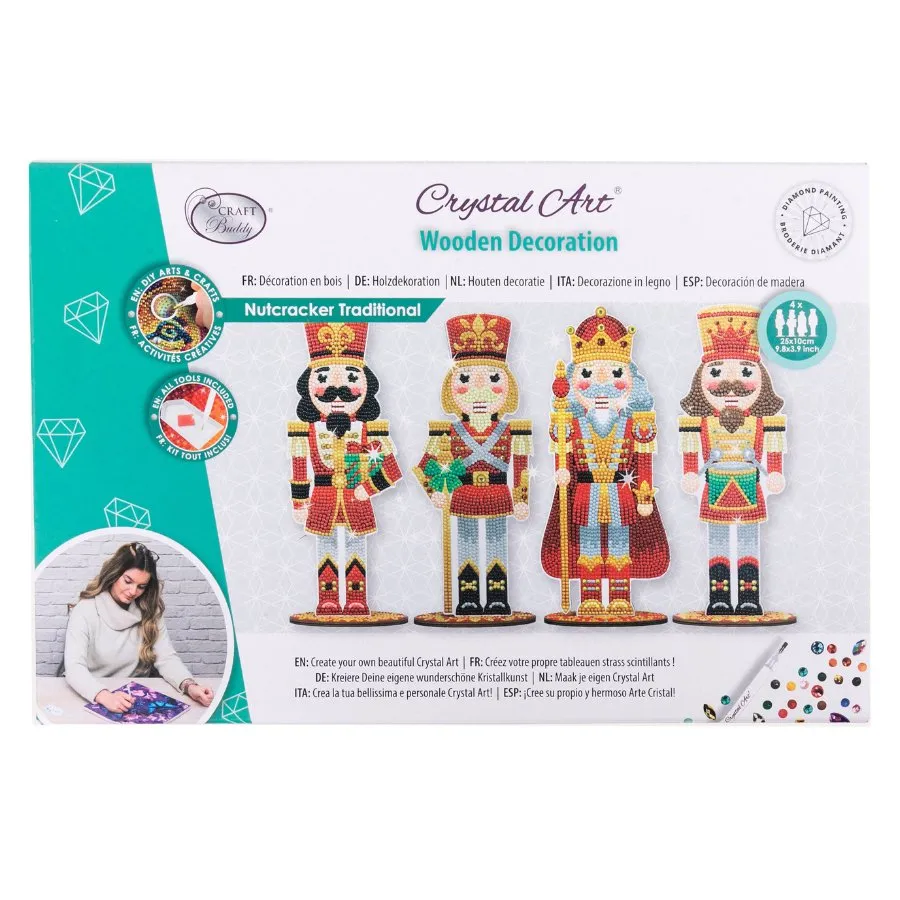 "Traditional" Crystal Art Wooden Nutcrackers Set of 4