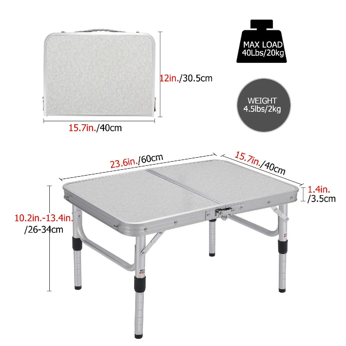 REDCAMP Foldable Laptop Table for Bed Adjustable Height