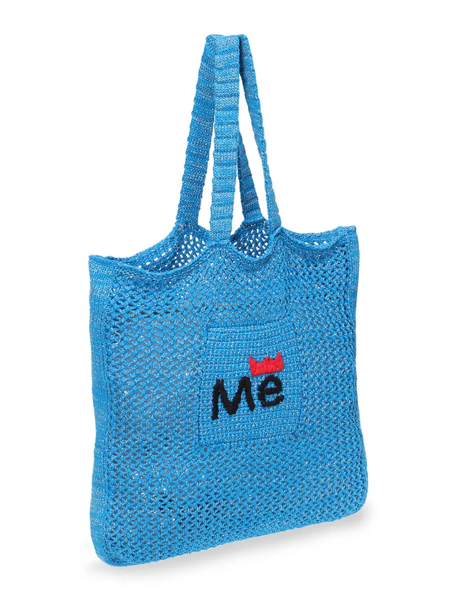 Remi Crochet Blue Shopper Bag