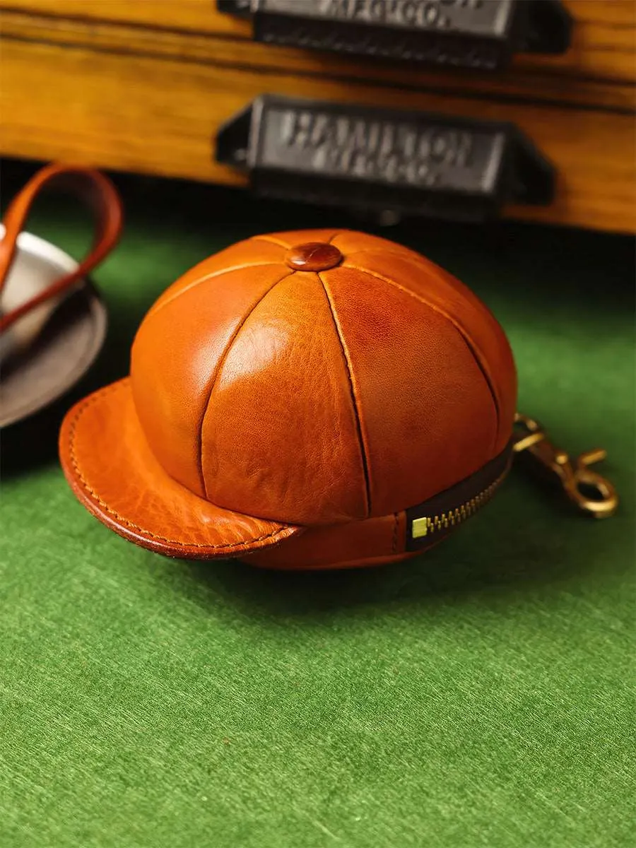 Retro Handmade Cap Shape Leather Pouch