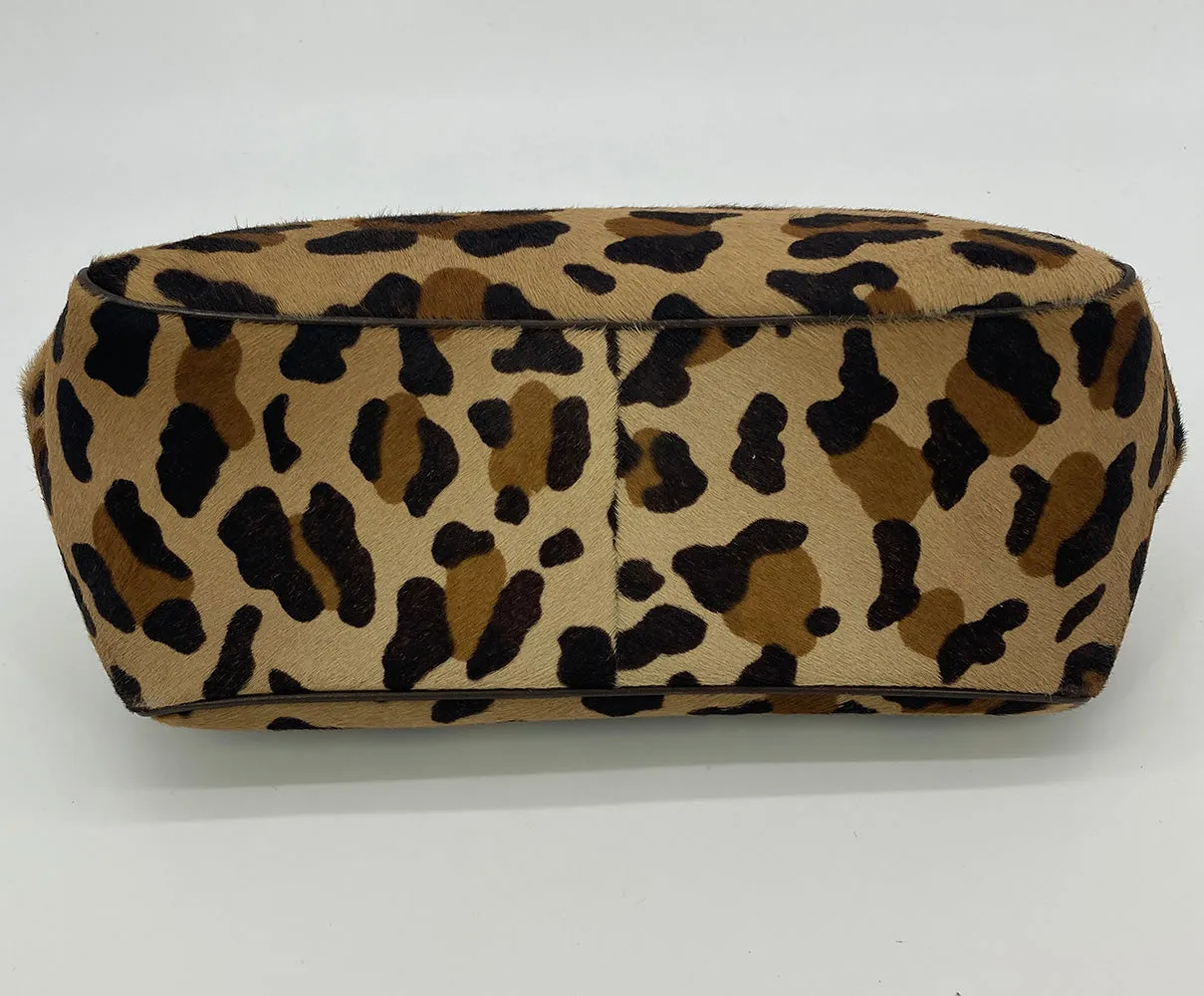 Roberta Di Camerino Leopard Print Pony Hair Frame Bag