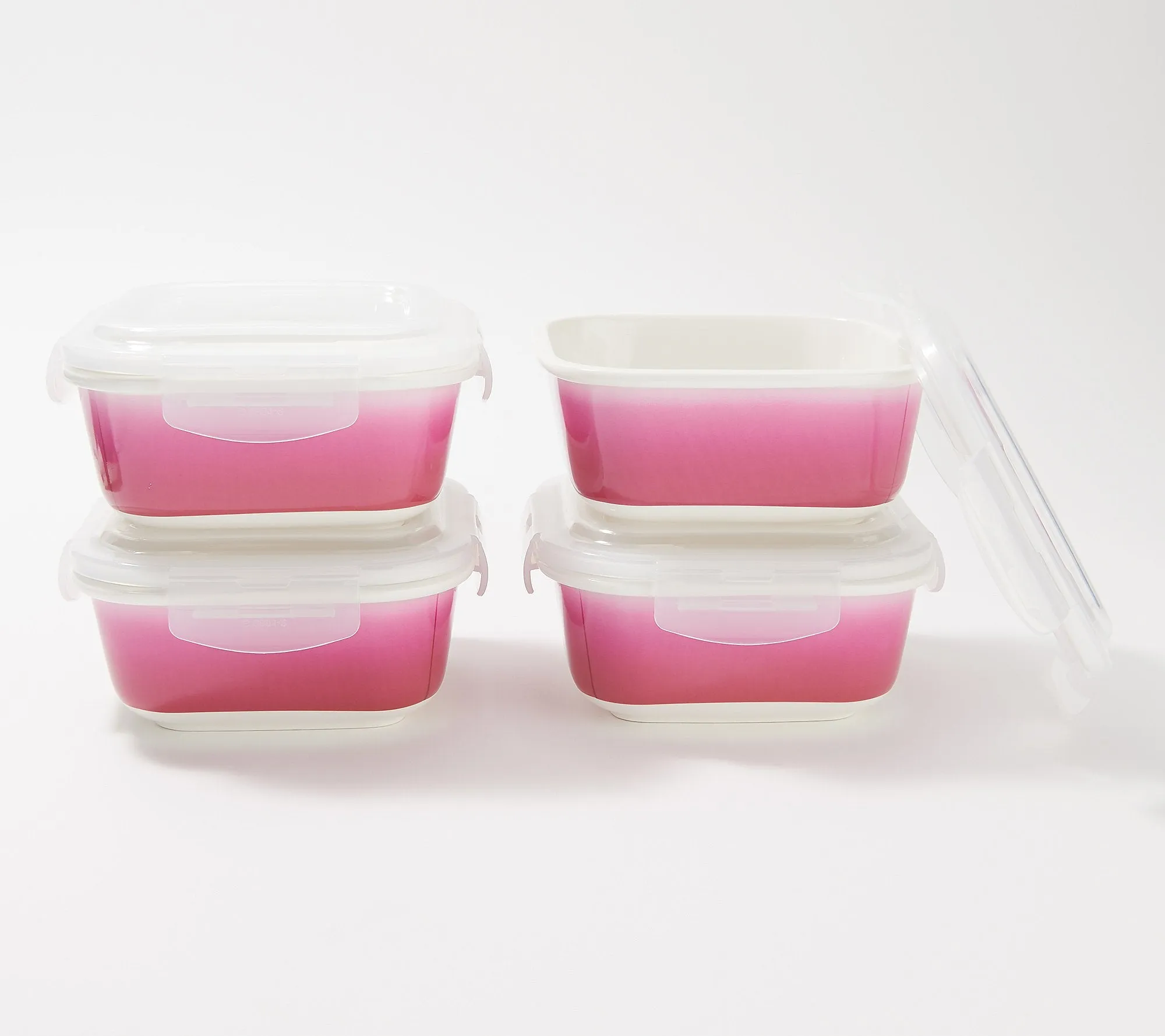 Square Porcelain Food Storage Container - Pink Ombré