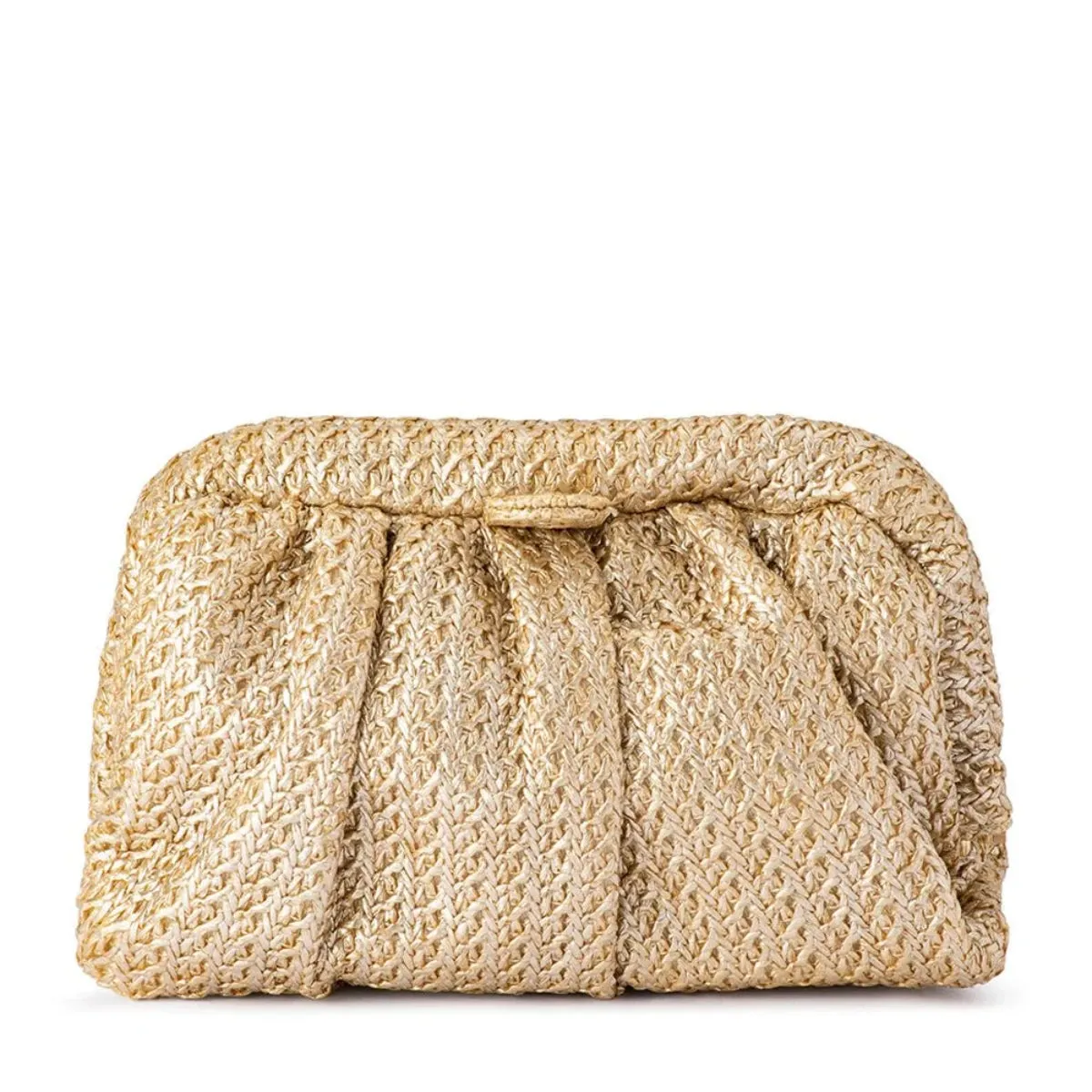 Stevie Pleated Woven Clutch - Gold