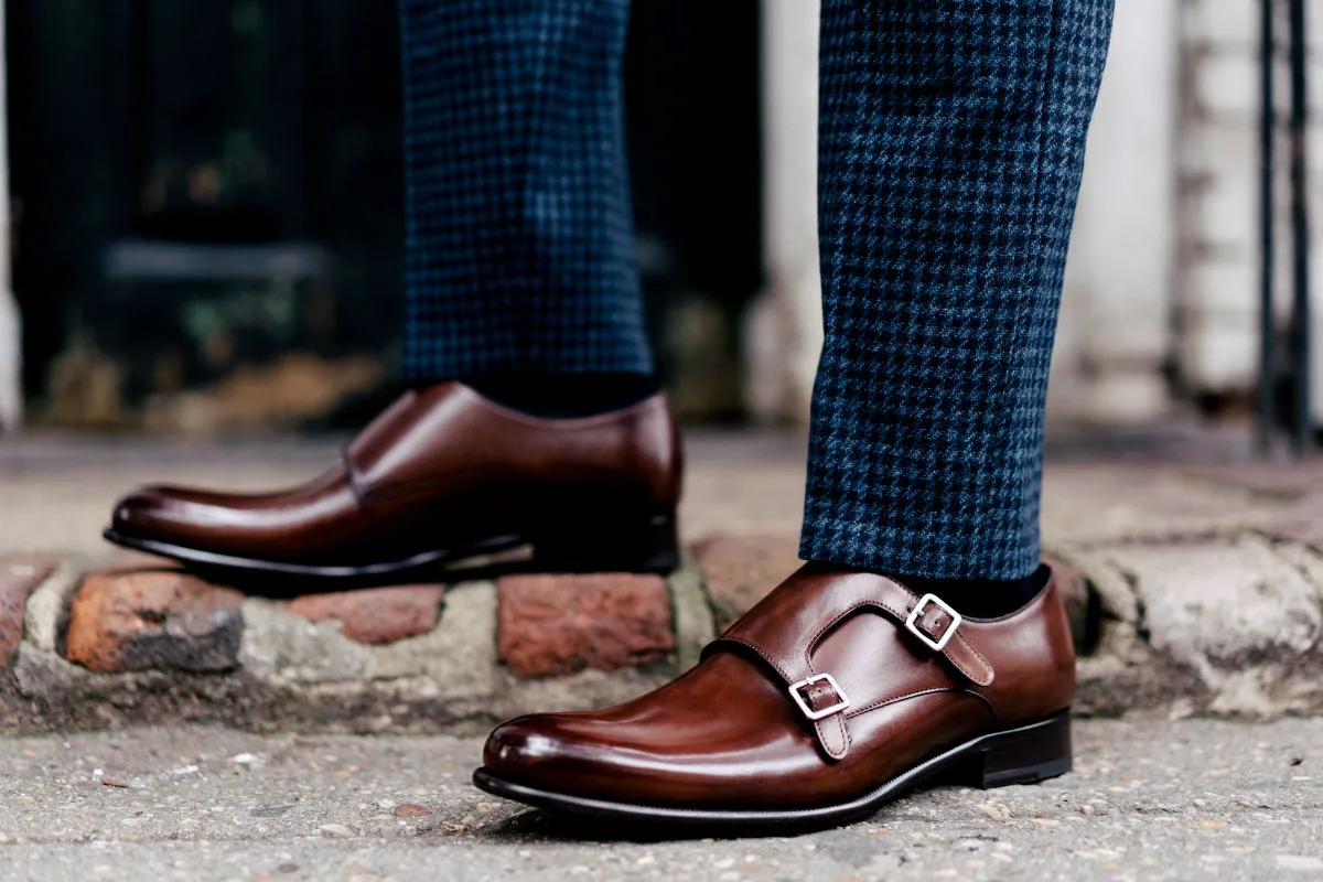 The Poitier Double Monk Strap - Marrone