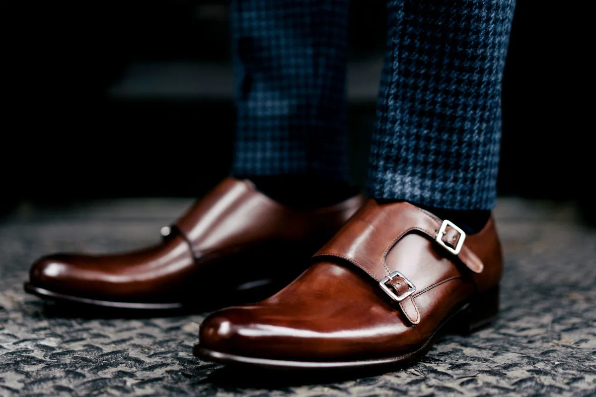 The Poitier Double Monk Strap - Marrone