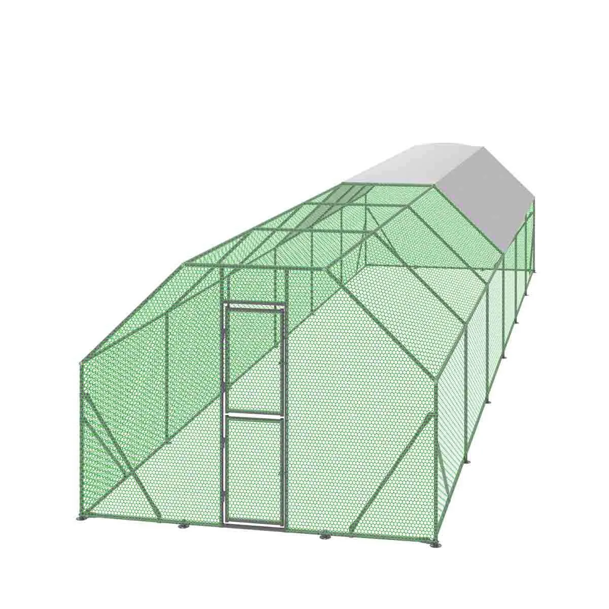 TMG Industrial 10’ x 40’ Wire Mesh Chicken Run Shelter Coop, Galvanized Steel, 400 Sq-Ft, Lockable Gate, PVC Coated Mesh, TMG-CRS1040