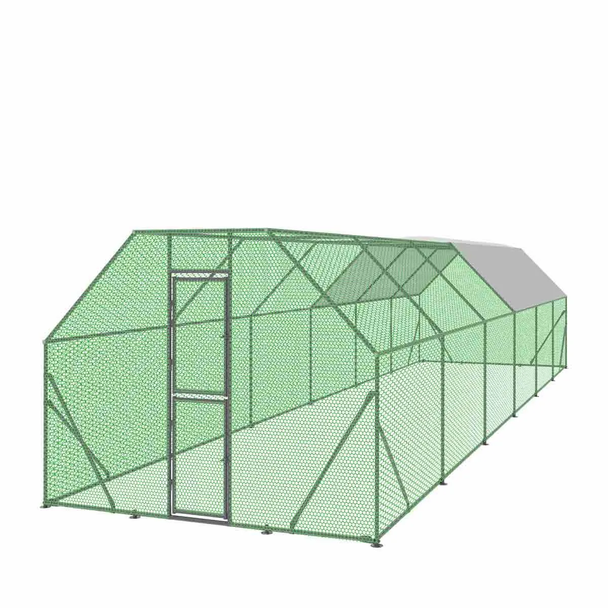 TMG Industrial 10’ x 40’ Wire Mesh Chicken Run Shelter Coop, Galvanized Steel, 400 Sq-Ft, Lockable Gate, PVC Coated Mesh, TMG-CRS1040